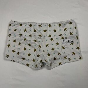 FLEO Star Print Athletic Shorts Size M White Blue Olive CrossFit Gym Training